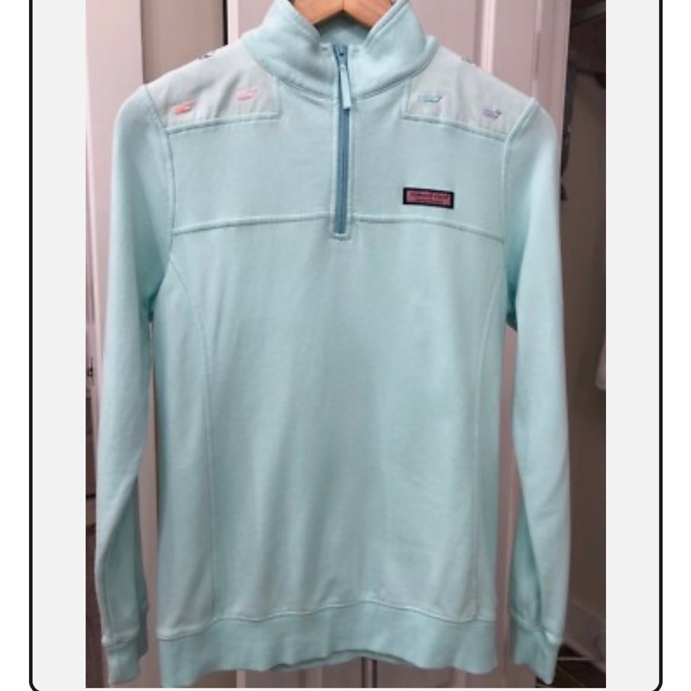 Vineyard Vines Aqua Mint Quarter-Zip Pullover